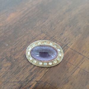 Vintage purple and crystal broach